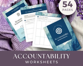 Accountability Therapy Worksheets, INSTANT DOWNLOAD, Accountability Worksheets, Motivation and Self-Help Tools for Mental Health