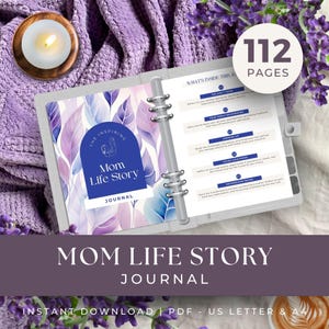 Mom Life Story Journal, INSTANT DOWNLOAD, Journal Keepsake, Tell Me Your Story, Memory Parent Life, Mother Gift, Guided Journal for Moms
