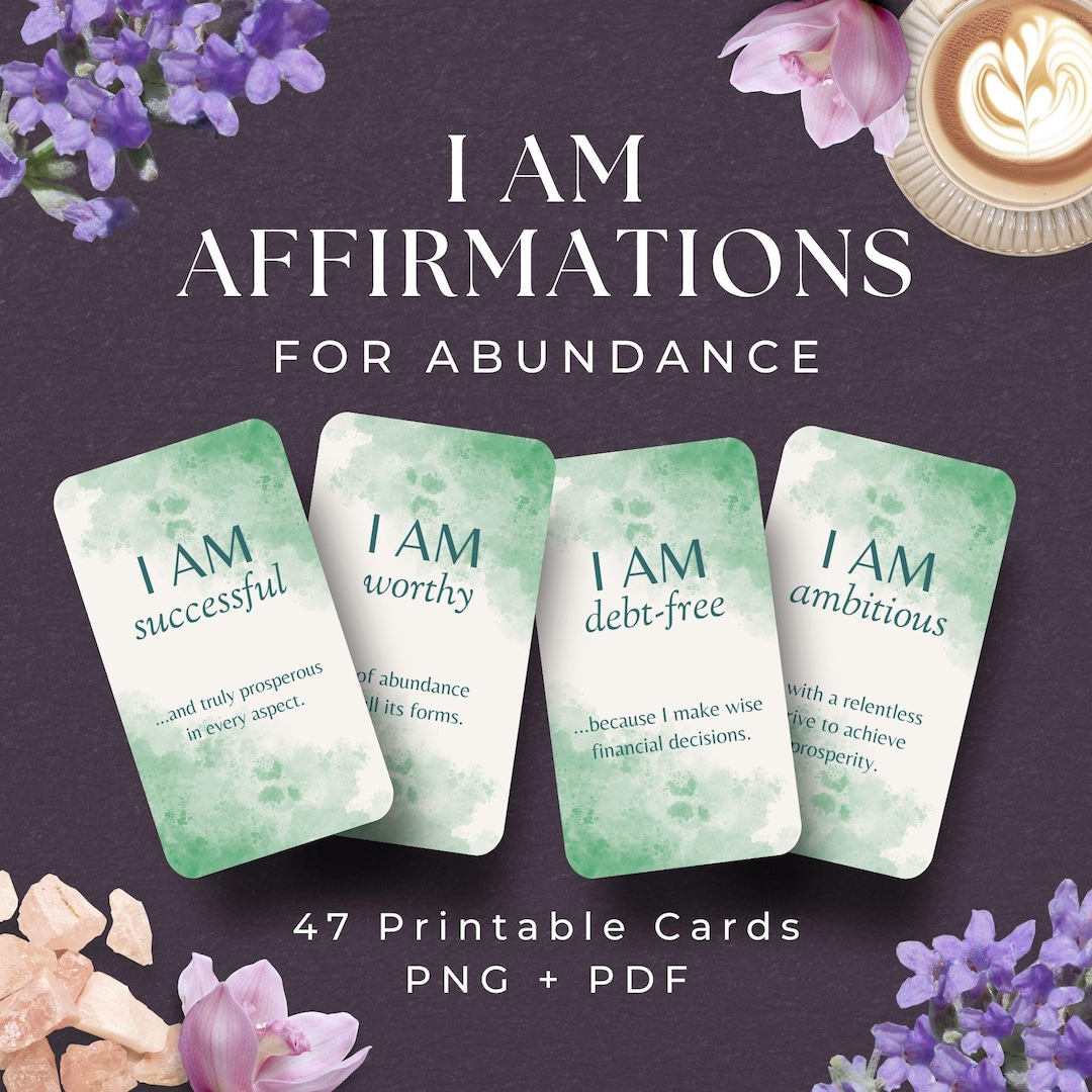 47 I AM Affirmation Cards for Abundance, INSTANT DOWNLOAD, Money ...