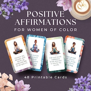 Carte di affermazione per le donne di colore, DOWNLOAD IMMEDIATO, Affermazioni per le donne nere, Arte delle donne nere, Regalo per le donne nere, Affermazione nera