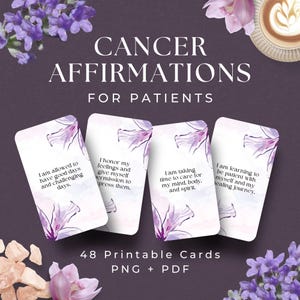 48 Cartões de Afirmação para Pacientes com Câncer, DOWNLOAD INSTANTÂNEO, suporte ao câncer, presente para sobreviventes de câncer, pacote de cuidados com o câncer, câncer de mama
