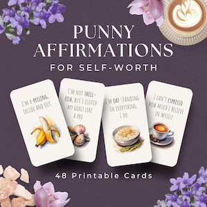 Cartes d'affirmation de soi amusantes, TÉLÉCHARGEMENT IMMÉDIAT, Cartes de motivation, Cartes d'affirmation de soi, Cartes d'encouragement amusantes, Cartes de pleine conscience