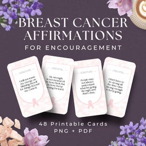 48 cartes d'affirmation pour les patientes atteintes d'un cancer du sein, TÉLÉCHARGEMENT IMMÉDIAT, soutien contre le cancer, cadeau pour survivante du cancer, trousse de soins contre le cancer, guerrier contre le cancer