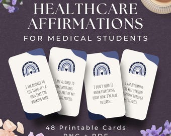 48 Affirmation Cards for Medical Students, INSTANT DOWNLOAD, Medical Student Gift, Doctor Gift, Dentist Gift, Healthcare Worker Gift