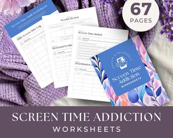Screen Time Addiction Worksheets, INSTANT DOWNLOAD, Parenting Tools, Child Psychologist Resource, Therapy Worksheets, Digital Detox Workbook