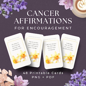 Cancer Affirmation Karten, INSTANT DOWNLOAD, Druckbare positive Unterstützung für Krebs Patienten, Heilung Geschenk, Cancer Support Geschenk, Gute Besserung Geschenk