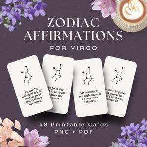 Affirmationskarten für Sternzeichen Jungfrau, SOFORTIGER DOWNLOAD, Sternzeichen Geschenk, Virgo Sternzeichen Karten zum Ausdrucken, Virgo Affirmationskarten