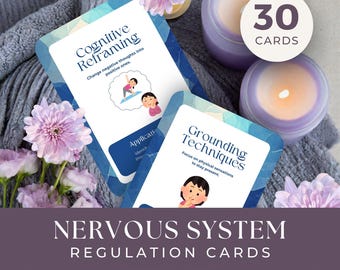 30 Tarjetas de Regulación del Sistema Nervioso, DESCARGA INSTANTÁNEA, Técnicas de Regulación Emocional, Tarjetas de Terapia Somática, Técnicas de Conexión a Tierra