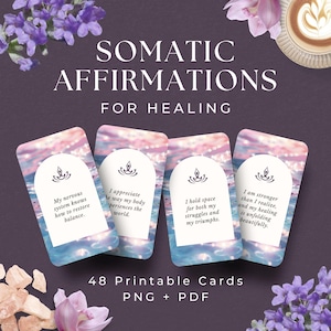 Affirmationskarten für Somatische Heilung, INSTANT DOWNLOAD, Somatische Therapie, Emotionsregulierung, Emotionale Heilungskarten, Somatische Karten zum Ausdrucken