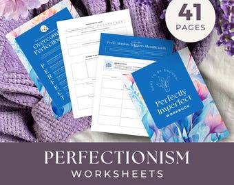 Hojas de trabajo de terapia para el perfeccionismo, DESCARGA INSTANTÁNEA, Cuaderno de trabajo para liberarse del perfeccionismo, Recurso de desarrollo personal, Salud mental