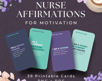 Affirmation Cards for Nurses, INSTANT DOWNLOAD, Healthcare Workers Affirmation Cards Set, Gift for Nurse, Nurse Affirmation Cards, CNA gift