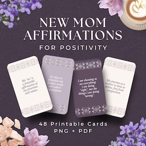 48 cartes d'affirmation pour les nouvelles mamans, TÉLÉCHARGEMENT IMMÉDIAT, cartes d'affirmation pour nouvelle maman, cartes d'affirmation pour la maternité, affirmation pour nouvelle maman cadeau pour maman