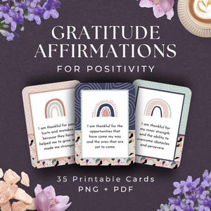 Gratitude Cards for Affirmation Station, INSTANT DOWNLOAD, Gratitude Affirmations, Boho Affirmation Cards Printable, Gift for Her - BC1