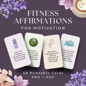 Cartes d'affirmation de la forme physique pour un état d'esprit positif, TÉLÉCHARGEMENT IMMÉDIAT, motivation à l'entraînement, soins personnels et amélioration de la santé mentale, affirmations de la salle de sport