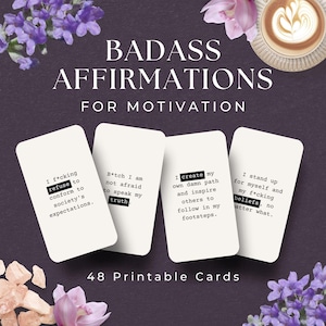 Badass-affirmaties, INSTANT DOWNLOAD, vloekende affirmaties voor badass-vrouwen, motiverende kaarten, bevestigingskaarten voor een badass, cadeau-ideeën
