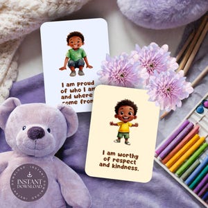 48 carte di affermazione per ragazzi neri, DOWNLOAD IMMEDIATO, affermazioni positive per bambini, gioia dei ragazzi neri, salute mentale dei bambini, affermazione per ragazzi