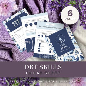 Cheatsheet over DGT-vaardigheden, INSTANT DOWNLOAD, gids copingvaardigheden, afdrukbare geestelijke gezondheid, therapiebronnen voor emotionele regulatie en bps