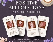 40 I AM Affirmations for Confidence, INSTANT DOWNLOAD, Confidence Affirmation Cards, Printable Cards, Daily Meditation Card Deck, Boho cards