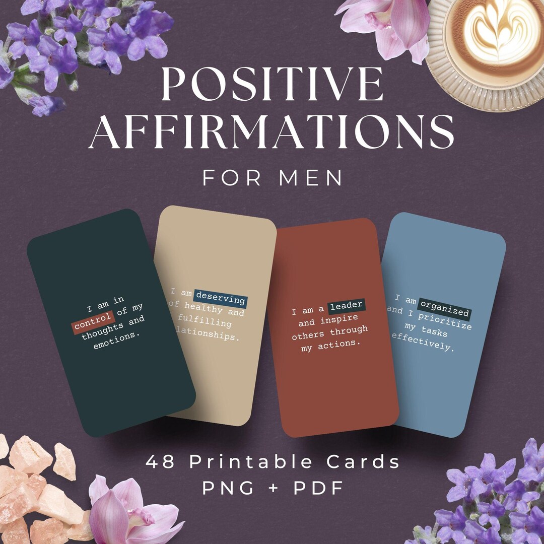 48 Affirmation Cards for Men, INSTANT DOWNLOAD, Affirmations for Men ...