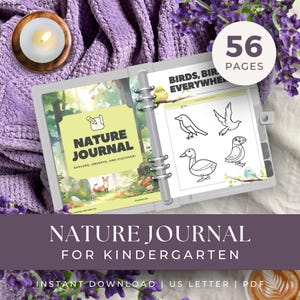Diario de la naturaleza para jardín de infantes, DESCARGA INSTANTÁNEA, Descarga digital para niños, Actividades de aprendizaje divertidas, Imprimible para la educación en el hogar, Diario para niños