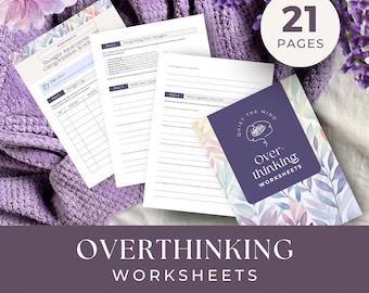 Stop Overthinking Worksheets, INSTANT DOWNLOAD, Anxiety Relief, Personal Development Tools, Confidence Building Tools, Therapy Resources