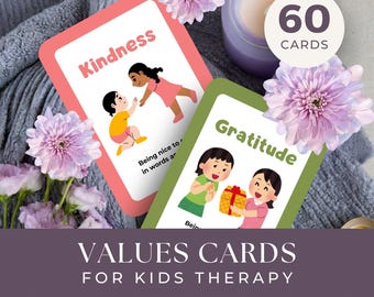 Values Cards for Therapy, INSTANT DOWNLOAD, Self-Discovery Tools, Core Values Identification Cards, Therapy Resources, Kids Core Value Cards