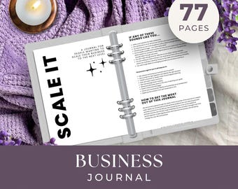 77-Page Business Journal Printable, INSTANT DOWNLOAD, Printable Journal Prompts, Business Owner Gift, Business Plan Minimalist Journal Kit
