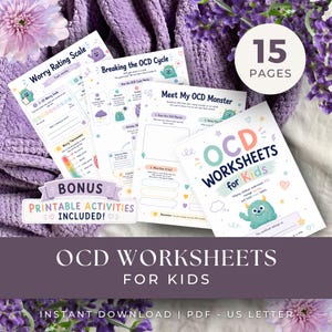 OCD-arbetsblad för barn, DIREKT NEDLADDNING, Utskrivbara terapiaktiviteter, Resurser för barns ångest, Verktyg för mental hälsa, Ångesthantering