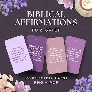 Minimalist Christian Affirmation Cards, INSTANT DOWNLOAD, Grief Affirmations, Biblical Affirmation Cards, Religious Cards, Scripture Cards