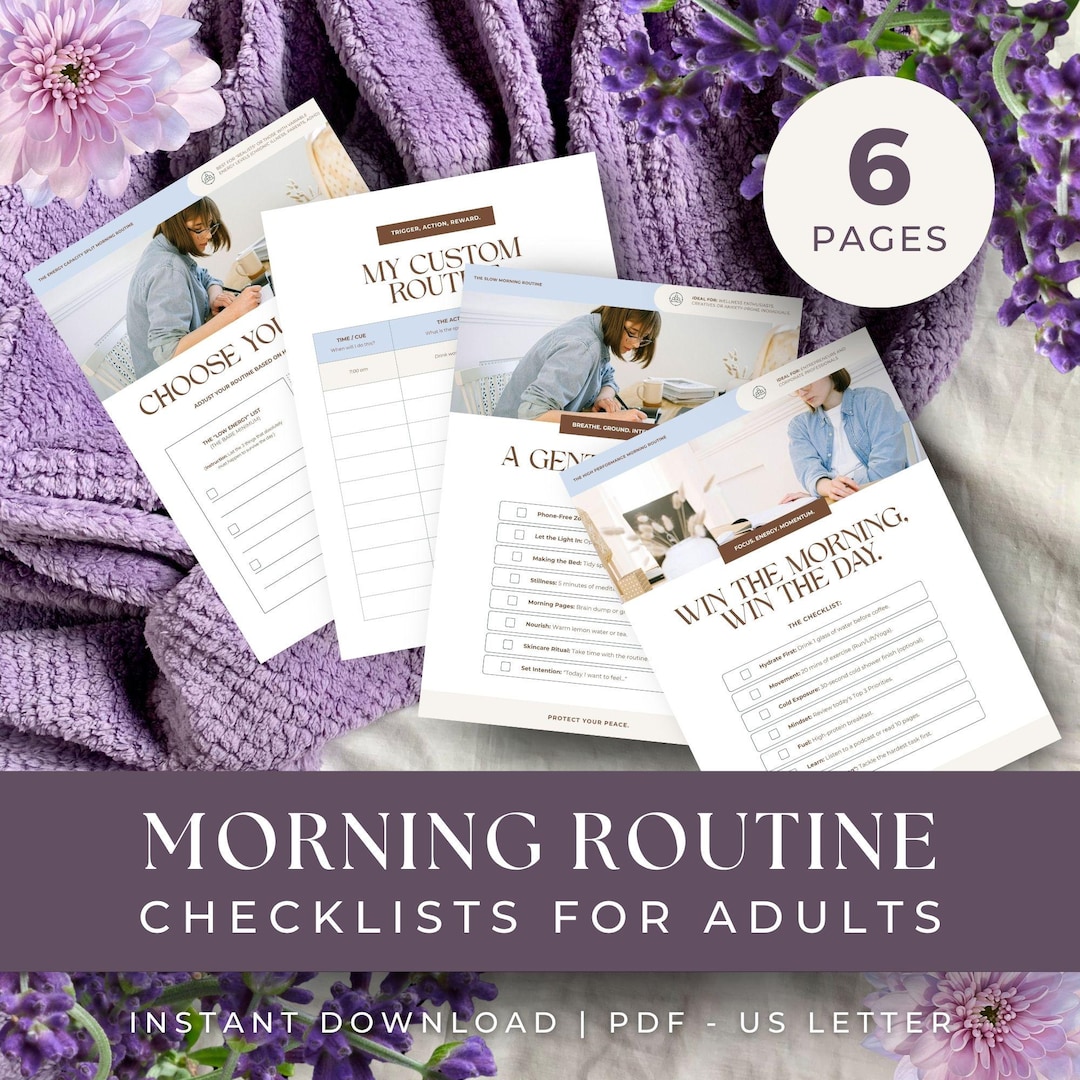 Morning Routine Checklist Routine for Adults, INSTANT DOWNLOAD, Daily ...