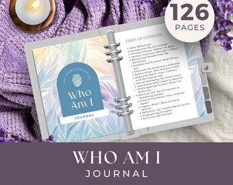 Who Am I Journal, INSTANT DOWNLOAD, Guided Self Discovery Workbook, Mental Health Prompts, Know Yourself Journal, Personal Growth Journal