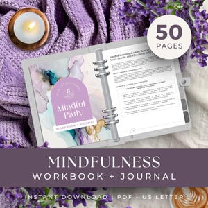 Mindfulness Workbook, Mindfulness Journal, INSTANT DOWNLOAD, mindfulness sheets, wellness journal, self-love help, Mindfulness Pdf - BU04