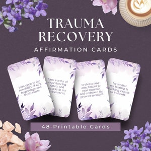 48 afirmaciones para la recuperación del trauma, DESCARGA INMEDIATA, Tarjetas de afirmación sobre el trauma, Sanación del trauma, Regalo para sobrevivientes, Tarjetas para aliviar la ansiedad