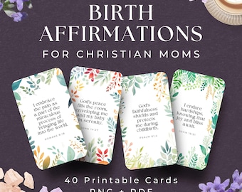 40 Geburtsaffirmationskarten für christliche Mütter, SOFORT-DOWNLOAD, Bibelverskarten, Geschenk für Schwangere, Affirmation für die Geburt, Geschenk für werdende Mütter