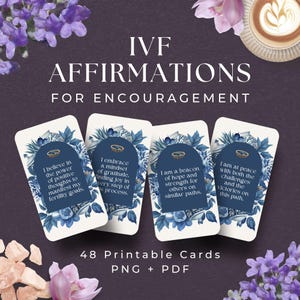 48 tarjetas de afirmación de FIV, DESCARGA INSTANTÁNEA, regalo de FIV, tarjetas de FIV para paquete de atención de FIV, FIV imprimible, regalo de fertilidad, afirmaciones de fertilidad