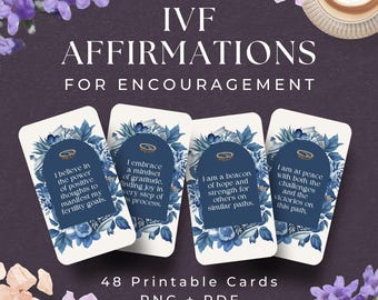 48 IVF Affirmation Cards, INSTANT DOWNLOAD, ivf gift, ivf cards for ivf care package, ivf printable, fertility gift, fertility affirmations