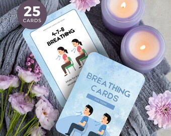 25 tarjetas de respiración consciente para adolescentes, descarga instantánea, autorregulación, ejercicios de respiración, regulación emocional, gestión del comportamiento.
