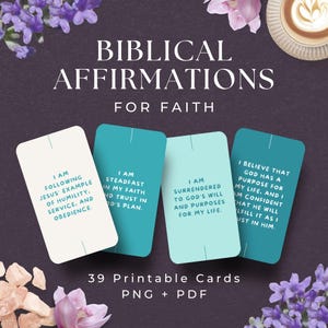 Minimalist Christian Affirmation Cards, INSTANT DOWNLOAD, Biblical Affirmation Cards, Prayer Journal Cards, Religious Cards, Christian Gift