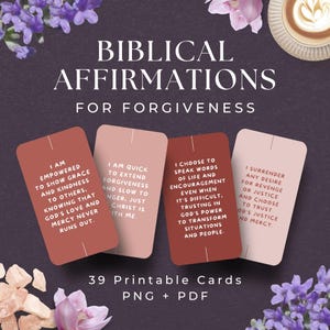 Minimalist Christian Affirmation Cards, INSTANT DOWNLOAD, Biblical Affirmation Cards, Prayer Journal Cards, Religious Cards, Christian Gift