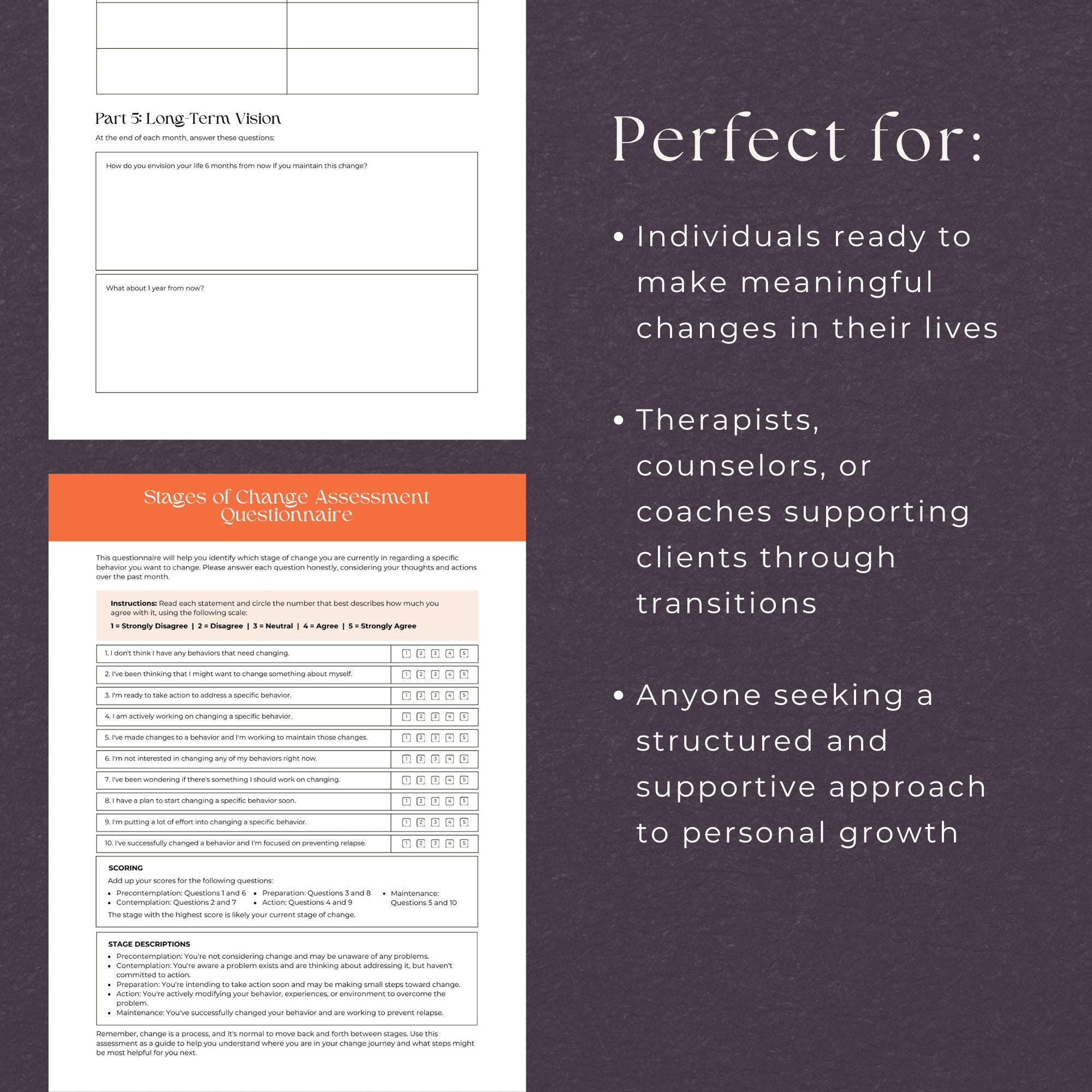 Stages of Change Worksheets, INSTANT DOWNLOAD, Therapy Worksheet ...