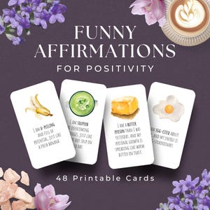 48 divertidas tarjetas de afirmación, DESCARGA INSTANTÁNEA, Regalos divertidos, Tarjetas motivacionales, Afirmación diaria, Ánimo divertido, Tarjetas digitales - WC1