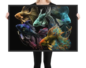 Fish Painting - Animals - Living Room Decoration - Abstract Art - Colorful Painting - Paintings Living Room - Wall Art - Kitchen - 3D