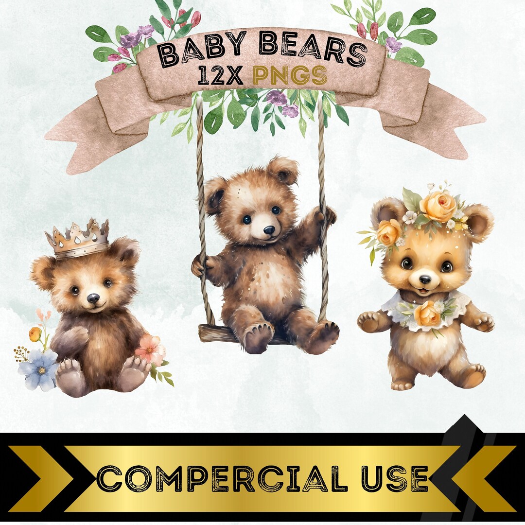 Watercolor Teddy Bear Clipart Watercolor Baby Shower Clipart - Etsy ...