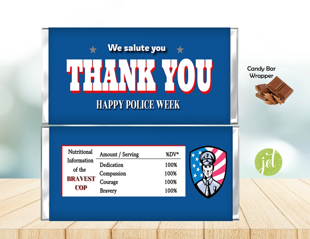 Usv Canady Rapper Candy Wrapper, Police Appreciation Gift, Thank You Wrapper, Editable ...