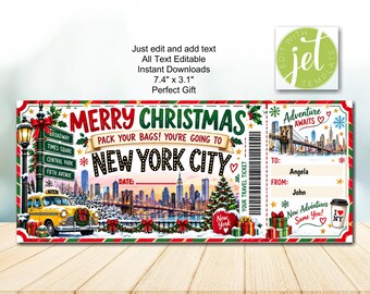 Buono regalo di Natale per viaggi, regalo di vacanza stampabile e modificabile, buono per viaggio di Natale, idea regalo di viaggio/regalo di Natale