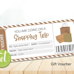 Editable Shopping Spree Voucher Template, Shopping Spree Coupon, Shopping Trip Gift Certificate, Editable Shopping Spree, Instant download