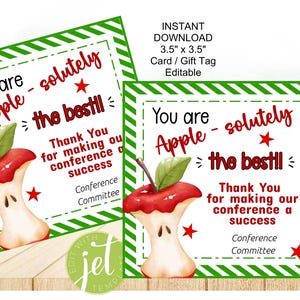 Editable Apple gift tags, Apple-solutely the best, Thank you for all you do,  Appreciation tag, Instant download, Conference, Meeting