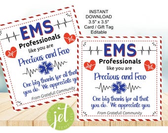 Tag EMS modificabile, settimana EMS, Grazie per tutto quello che fai, tag di apprezzamento, download istantaneo EMT, personale medico, primo soccorritore, prezioso