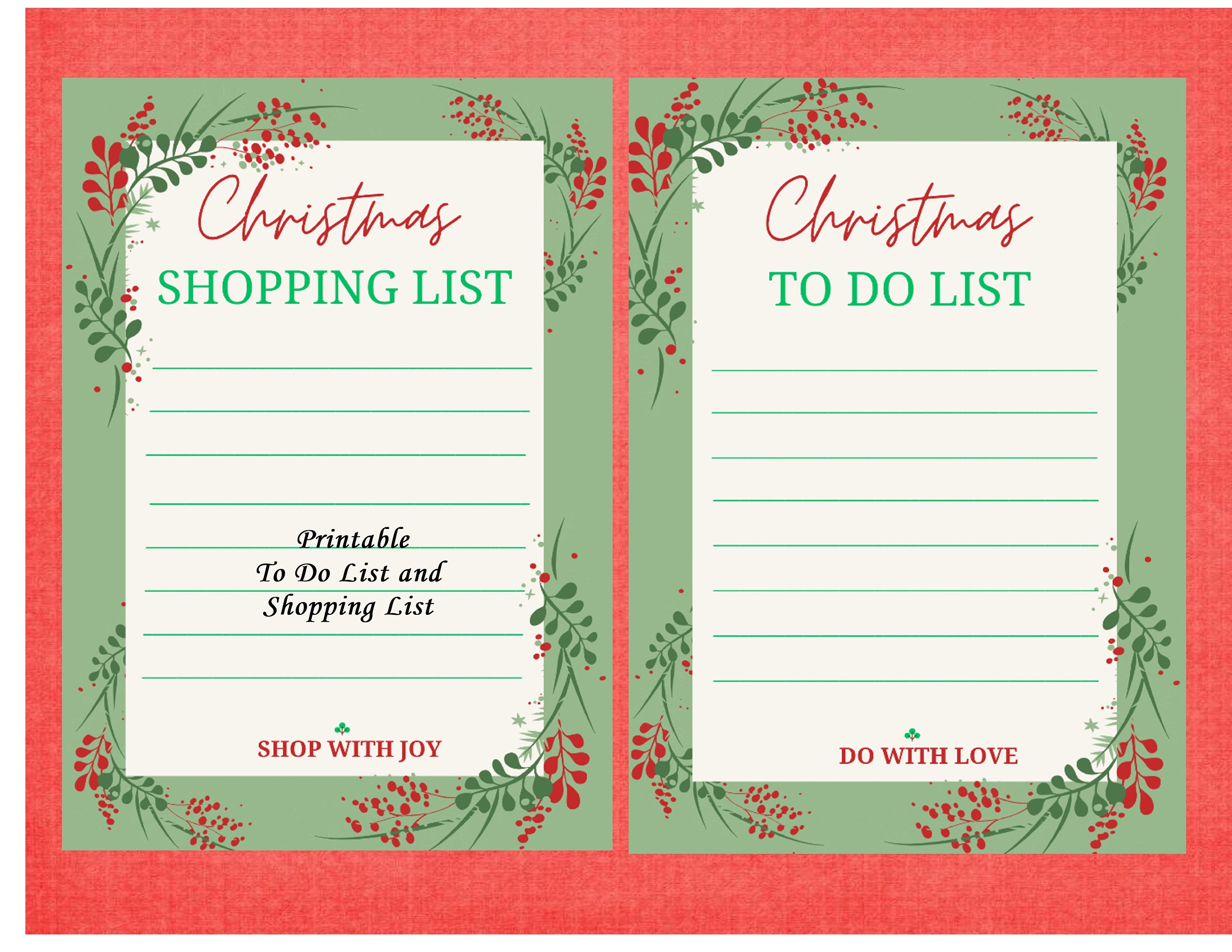 Editable Christmas Menu Planner Combo: Printable To-do & Shopping Lists ...