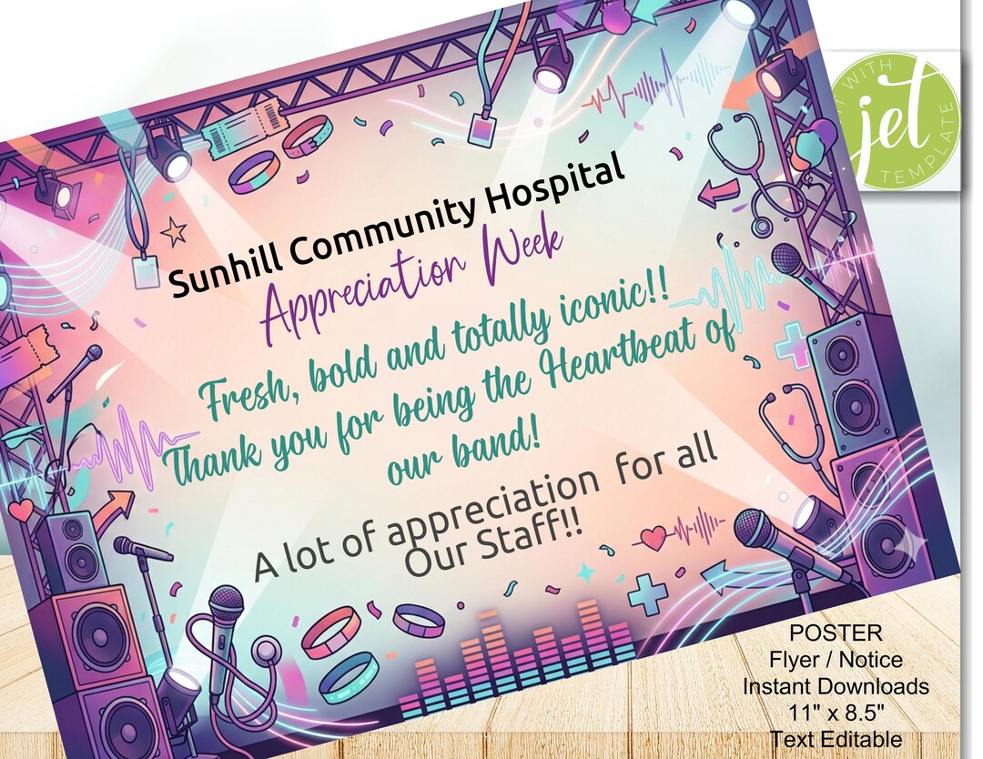 Editable Nurse Appreciation Week Poster | Medical Staff Rock: Staff ...